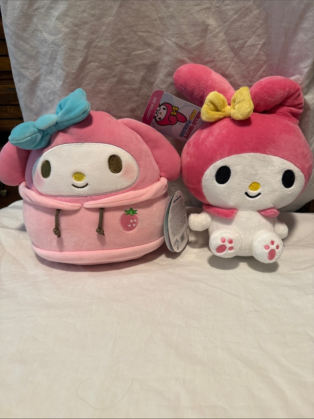 Sanrio My Melody Plush Pair in Pink with Blue and Yellow Bows